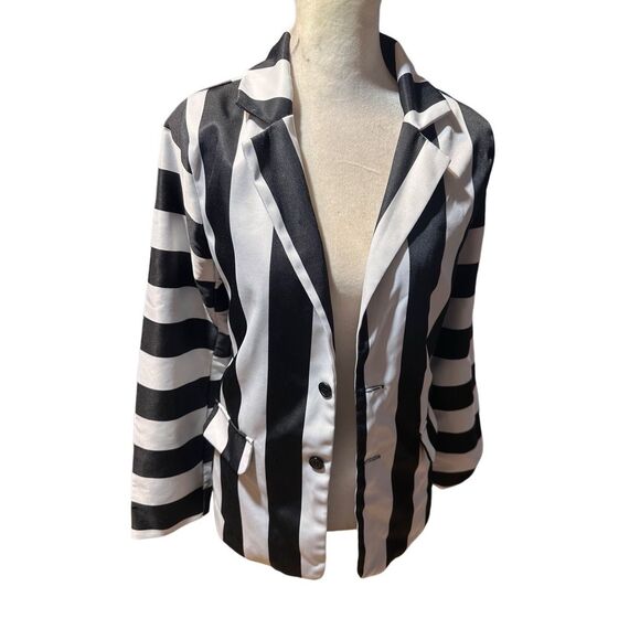 Beetlejuice Other - Beetlejuice Blazer Jacket Youth XL Black and White Striped Cosplay Costume Dress